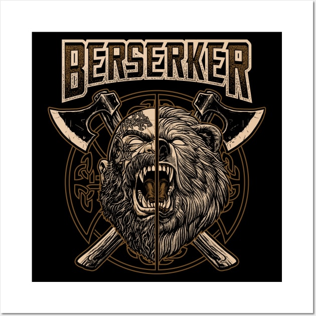 Norse Viking Berserker Pagan Bear Warrior Wall Art by Blue Pagan